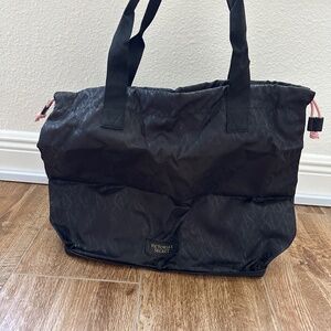 Victoria's Secret Lightweight Packable Tote Bag Drawstring Black Bag New